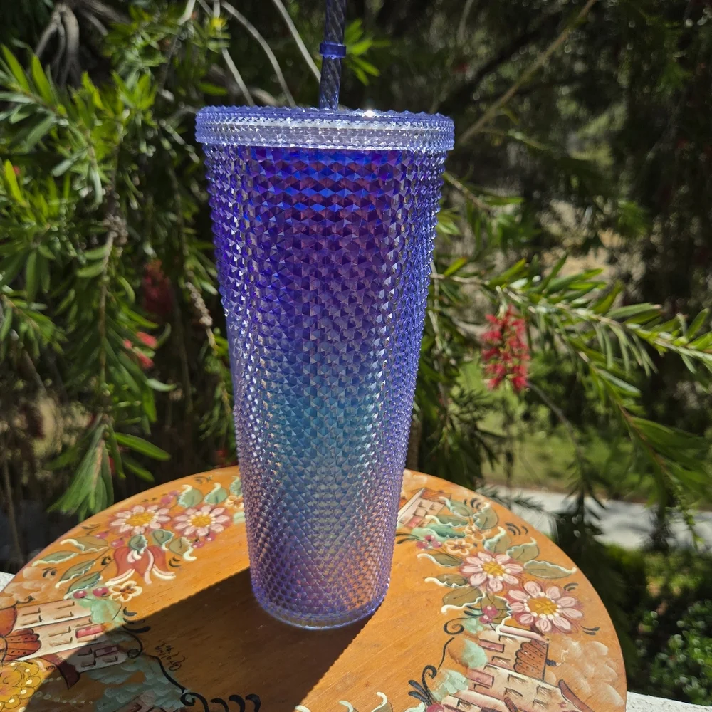 Starbucks RARE Purple Aqua Ombre Mermaid Studded Bling Tumbler Cup 24oz 2021‎